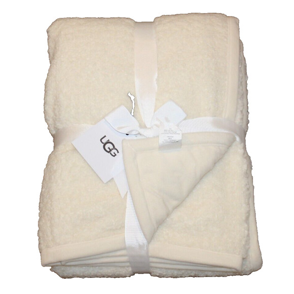 New with Tags UGG Home Nisa Shearling Throw Blanket‎ Snow White 50x 70 - Picture 2 of 8
